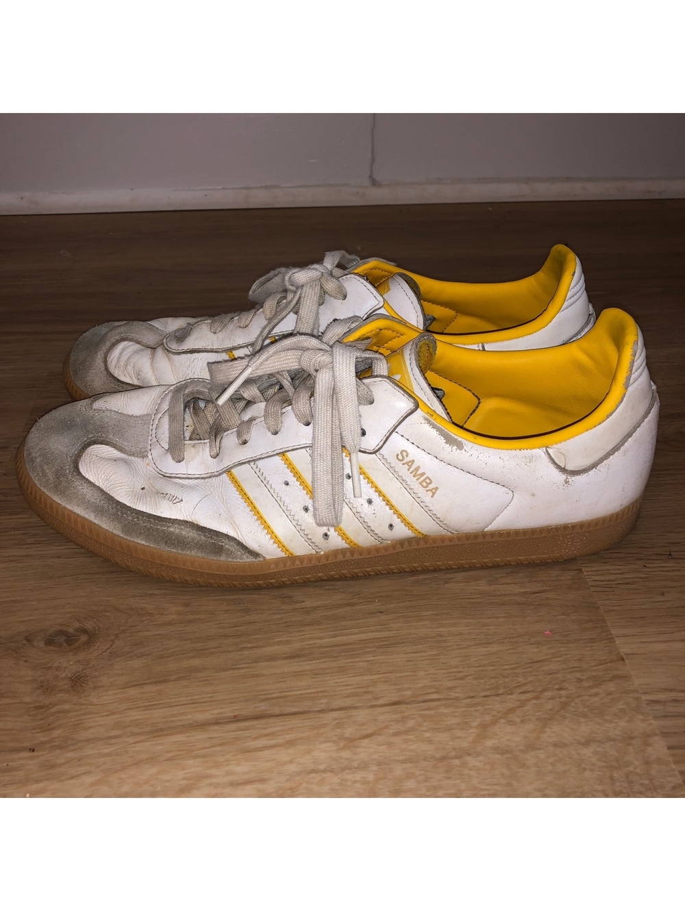 ADIDAS SAMBA OG GOLD CREW YELLOW LEATHER WHITE SOCCER SHOES MENS SIZE 11.5